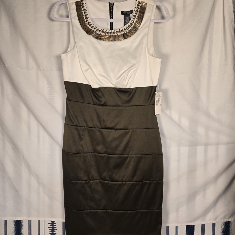 Bisou Bisou White and Green Midi Dress